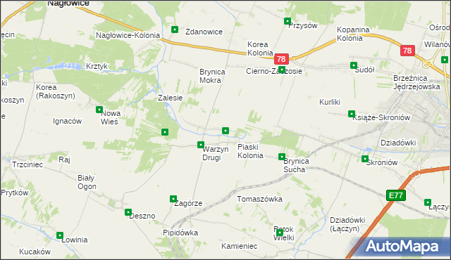 mapa Warzyn Pierwszy, Warzyn Pierwszy na mapie Targeo