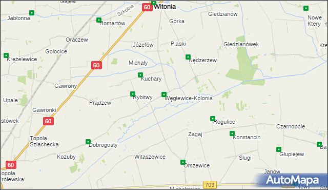 mapa Węglewice-Kolonia, Węglewice-Kolonia na mapie Targeo