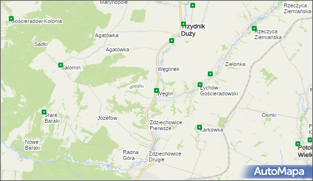 mapa Węglin gmina Trzydnik Duży, Węglin gmina Trzydnik Duży na mapie Targeo