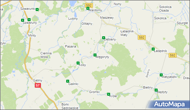 mapa Węgoryty, Węgoryty na mapie Targeo