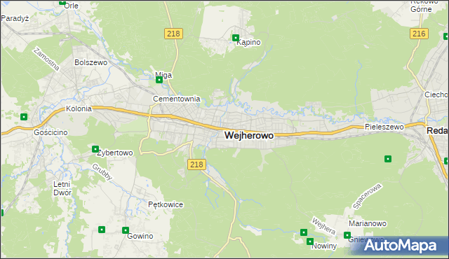 mapa Wejherowo, Wejherowo na mapie Targeo