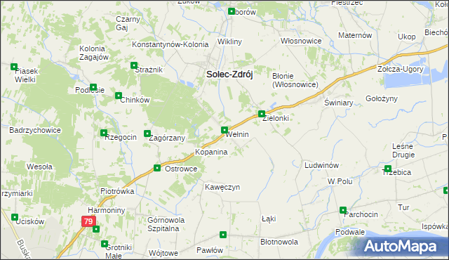 mapa Wełnin, Wełnin na mapie Targeo