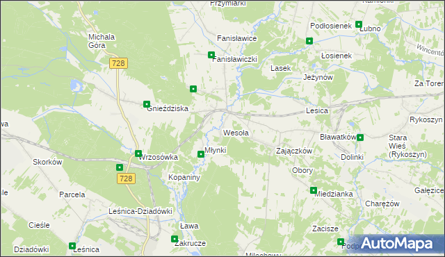 mapa Wesoła gmina Piekoszów, Wesoła gmina Piekoszów na mapie Targeo