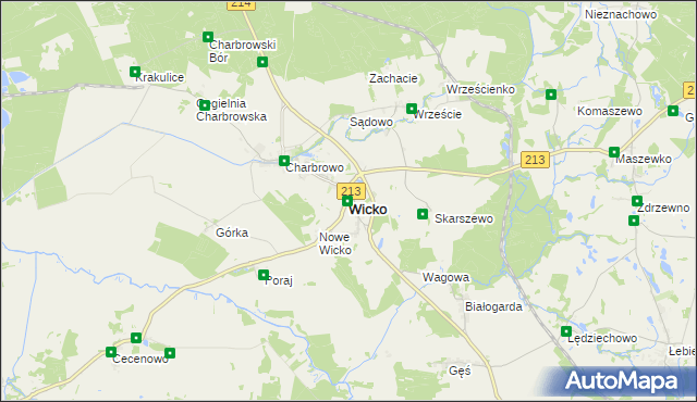 mapa Wicko powiat lęborski, Wicko powiat lęborski na mapie Targeo