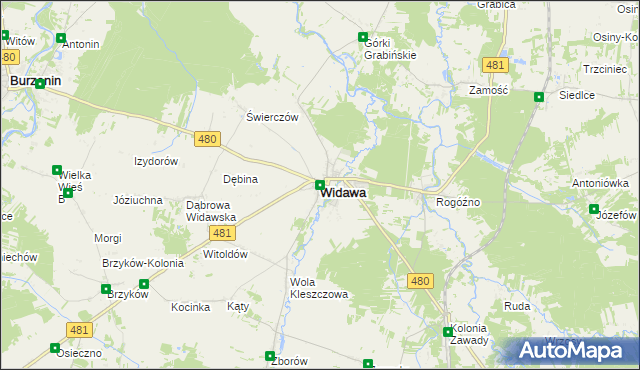 mapa Widawa powiat łaski, Widawa powiat łaski na mapie Targeo