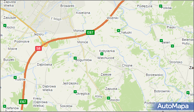 mapa Wiechucice, Wiechucice na mapie Targeo