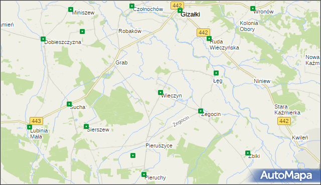 mapa Wieczyn, Wieczyn na mapie Targeo