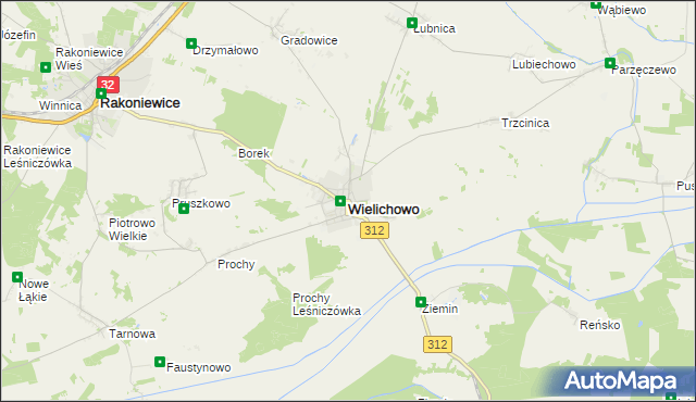 mapa Wielichowo powiat grodziski, Wielichowo powiat grodziski na mapie Targeo