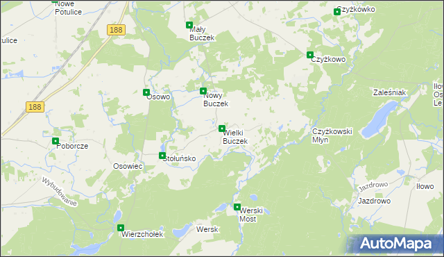 mapa Wielki Buczek gmina Lipka, Wielki Buczek gmina Lipka na mapie Targeo