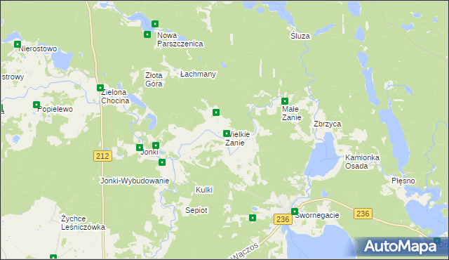 mapa Wielkie Zanie, Wielkie Zanie na mapie Targeo