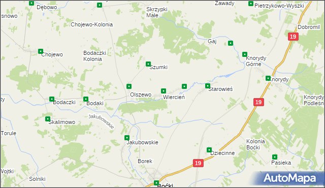 mapa Wiercień gmina Boćki, Wiercień gmina Boćki na mapie Targeo