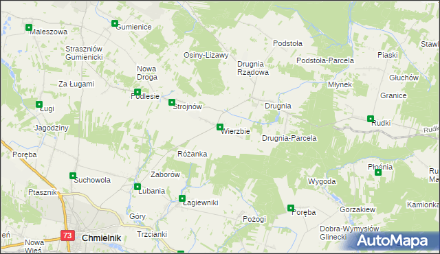 mapa Wierzbie gmina Pierzchnica, Wierzbie gmina Pierzchnica na mapie Targeo