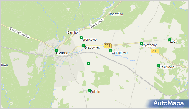 mapa Wierzbnik gmina Czarne, Wierzbnik gmina Czarne na mapie Targeo