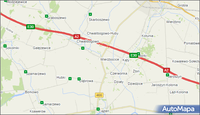 mapa Wierzbocice, Wierzbocice na mapie Targeo