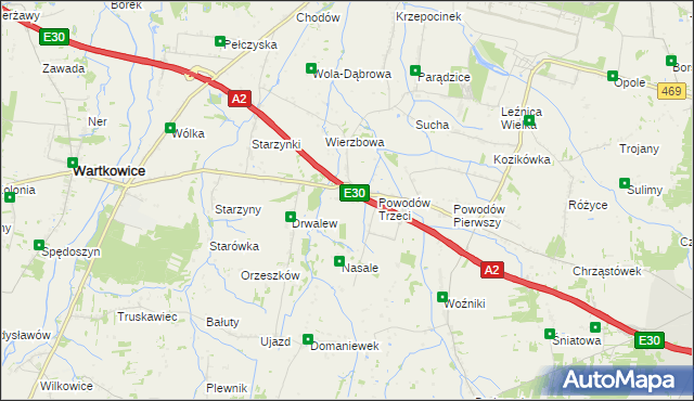 mapa Wierzbówka gmina Wartkowice, Wierzbówka gmina Wartkowice na mapie Targeo