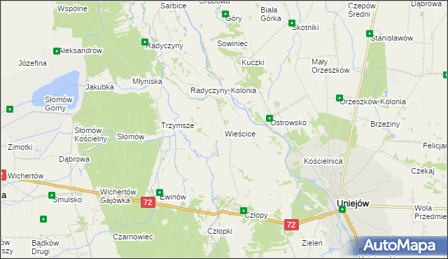 mapa Wieścice, Wieścice na mapie Targeo