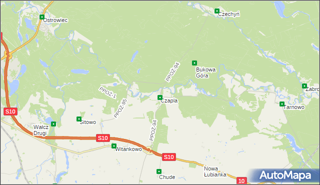 mapa Wiesiółka gmina Wałcz, Wiesiółka gmina Wałcz na mapie Targeo