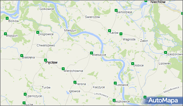 mapa Wietszyce, Wietszyce na mapie Targeo