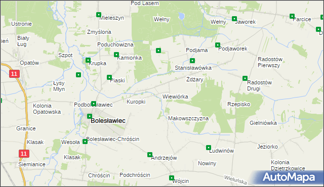 mapa Wiewiórka gmina Bolesławiec, Wiewiórka gmina Bolesławiec na mapie Targeo