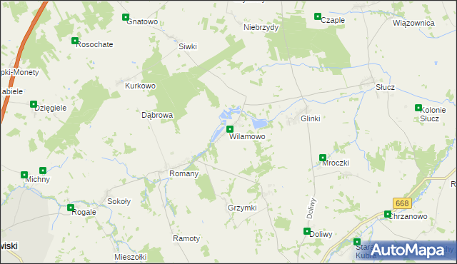 mapa Wilamowo gmina Przytuły, Wilamowo gmina Przytuły na mapie Targeo