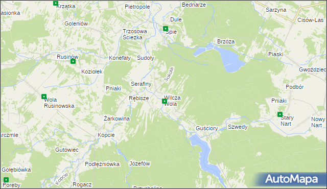 mapa Wilcza Wola gmina Dzikowiec, Wilcza Wola gmina Dzikowiec na mapie Targeo