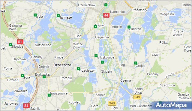 mapa Wilczkowice gmina Brzeszcze, Wilczkowice gmina Brzeszcze na mapie Targeo