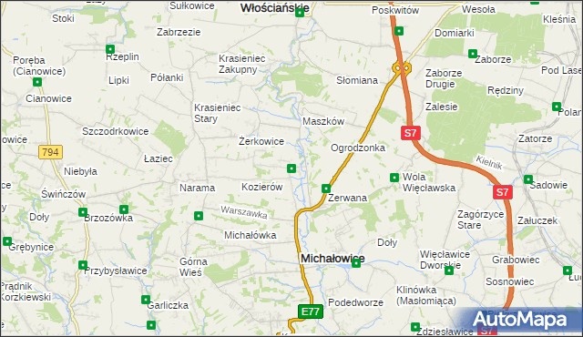 mapa Wilczkowice gmina Michałowice, Wilczkowice gmina Michałowice na mapie Targeo