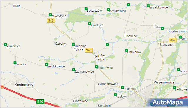 mapa Wilków Średzki, Wilków Średzki na mapie Targeo