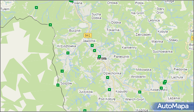 mapa Wisła, Wisła na mapie Targeo