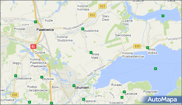 mapa Wisła Mała, Wisła Mała na mapie Targeo