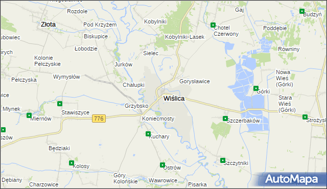 mapa Wiślica powiat buski, Wiślica powiat buski na mapie Targeo