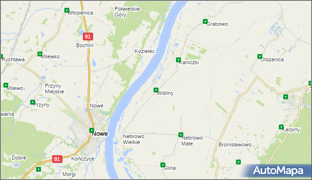 mapa Wiśliny, Wiśliny na mapie Targeo