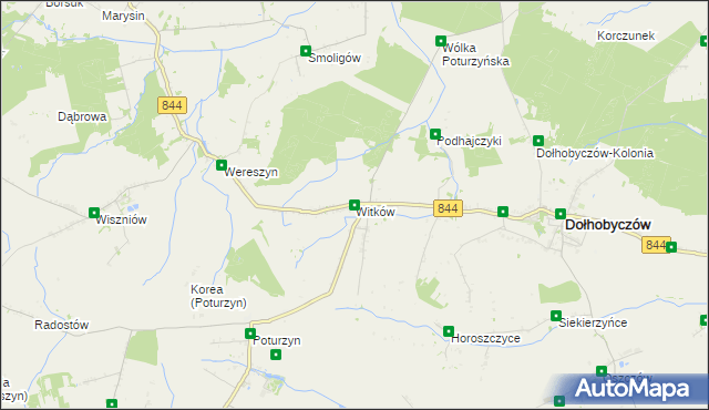 mapa Witków gmina Dołhobyczów, Witków gmina Dołhobyczów na mapie Targeo