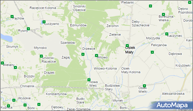 mapa Witowo gmina Osiek Mały, Witowo gmina Osiek Mały na mapie Targeo