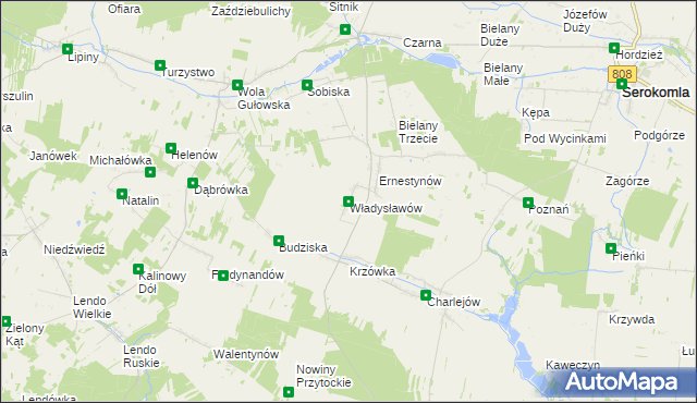 mapa Władysławów gmina Adamów, Władysławów gmina Adamów na mapie Targeo