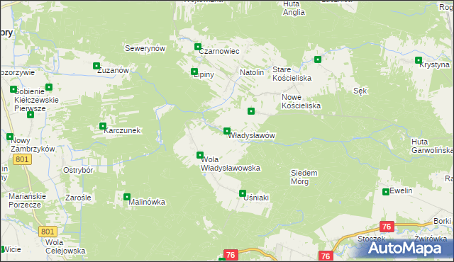 mapa Władysławów gmina Garwolin, Władysławów gmina Garwolin na mapie Targeo