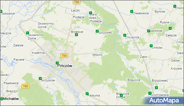 mapa Włochy gmina Pińczów, Włochy gmina Pińczów na mapie Targeo