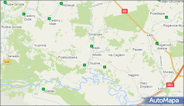 mapa Włodki gmina Mały Płock, Włodki gmina Mały Płock na mapie Targeo