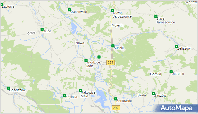 mapa Włodzice Wielkie, Włodzice Wielkie na mapie Targeo