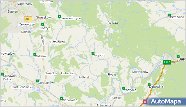 mapa Wojbórz, Wojbórz na mapie Targeo