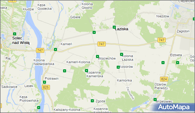 mapa Wojciechów gmina Łaziska, Wojciechów gmina Łaziska na mapie Targeo