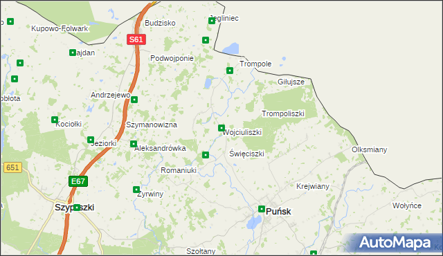 mapa Wojciuliszki, Wojciuliszki na mapie Targeo