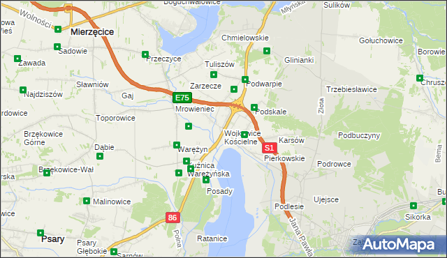 mapa Wojkowice Kościelne, Wojkowice Kościelne na mapie Targeo