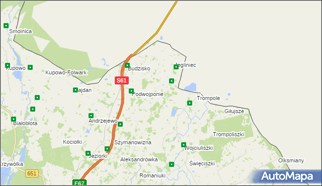 mapa Wojponie, Wojponie na mapie Targeo