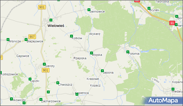 mapa Wojska, Wojska na mapie Targeo