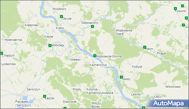 mapa Wojtkowice-Glinna, Wojtkowice-Glinna na mapie Targeo