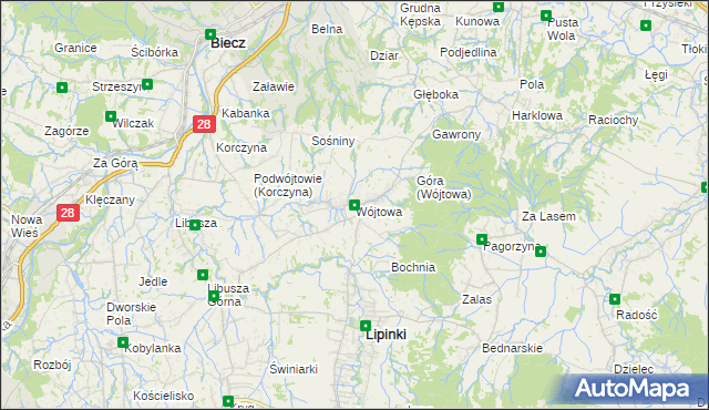 mapa Wójtowa, Wójtowa na mapie Targeo