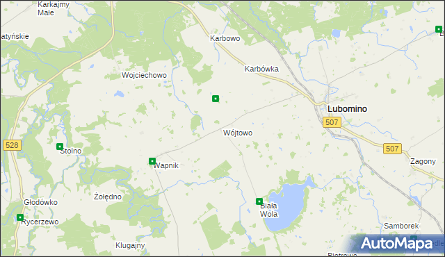 mapa Wójtowo gmina Lubomino, Wójtowo gmina Lubomino na mapie Targeo
