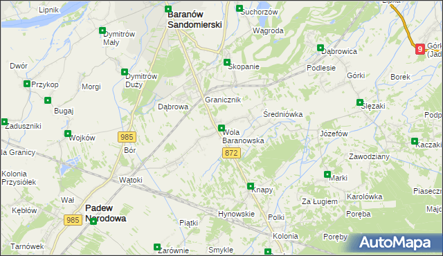 mapa Wola Baranowska, Wola Baranowska na mapie Targeo