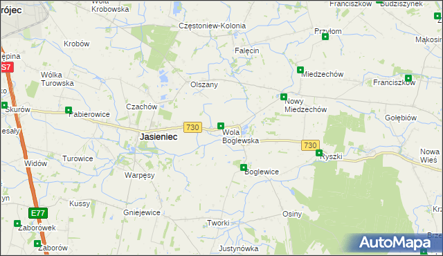 mapa Wola Boglewska, Wola Boglewska na mapie Targeo